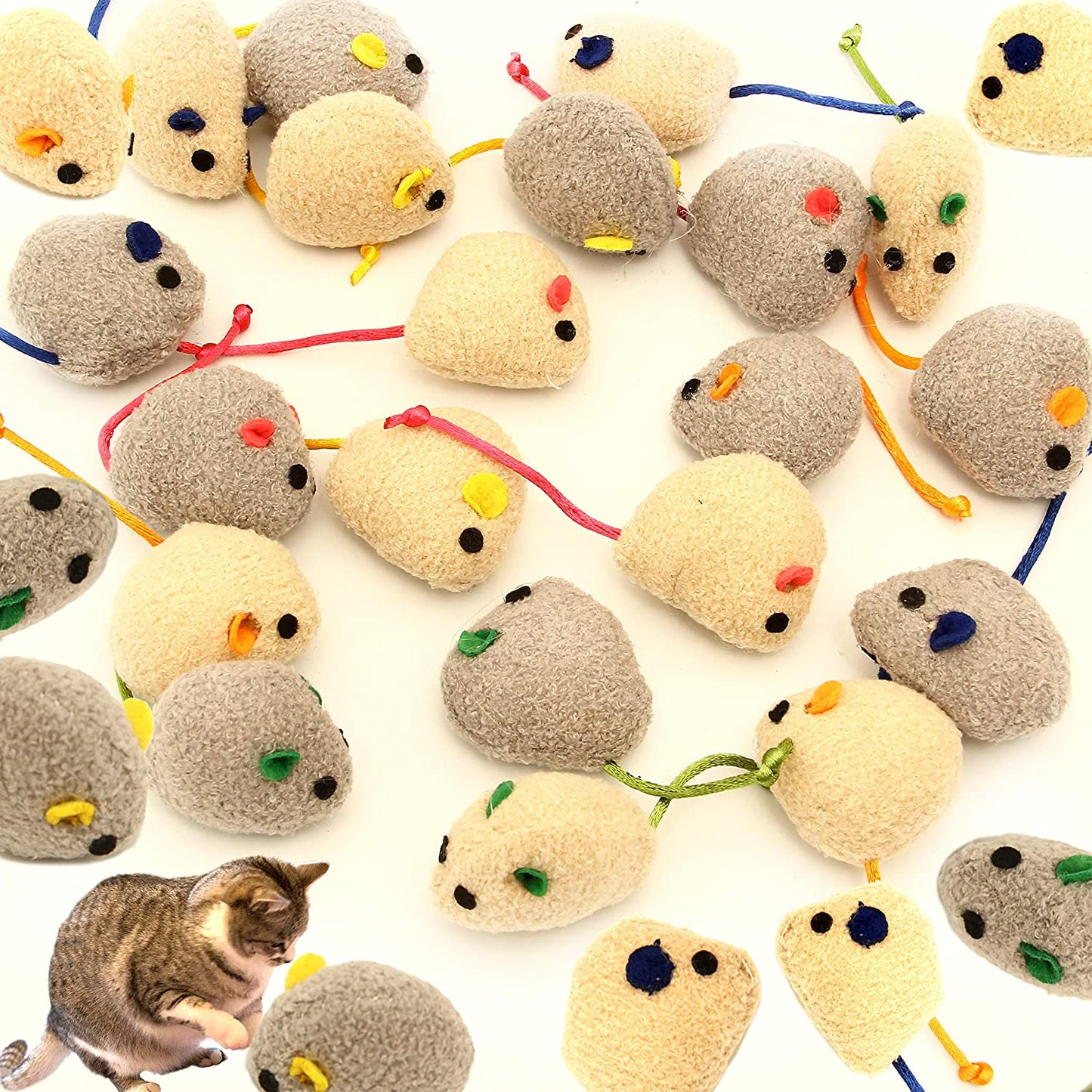 20 Pcs Cat Toys, Catnip Mice, Cat Mouse Toys, Catnip Cat Toys, Interactive Play for Cat, Puppy, Kitty, Kitten (Grey)